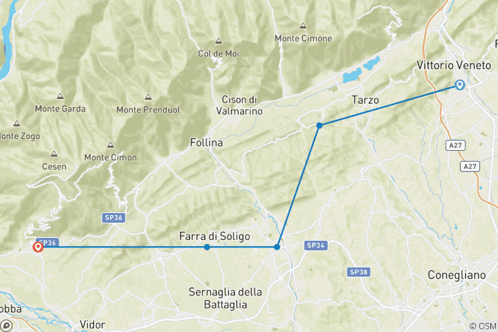 Map of Veneto - the Prosecco Road 8 Days