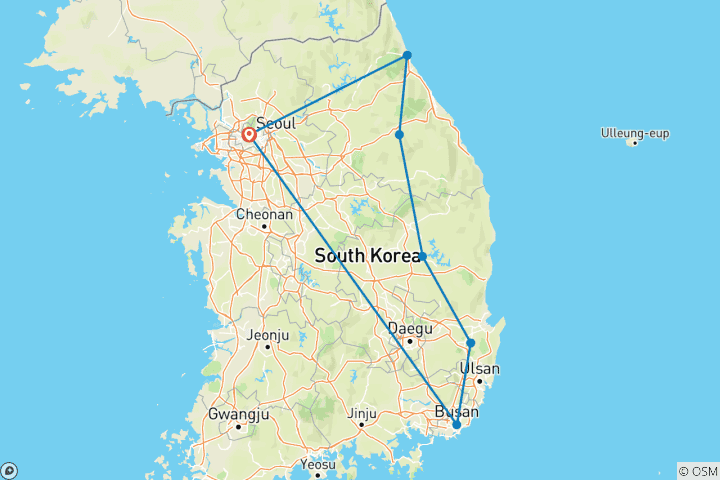 Map of Experience South Korea's Highlights 14 Days