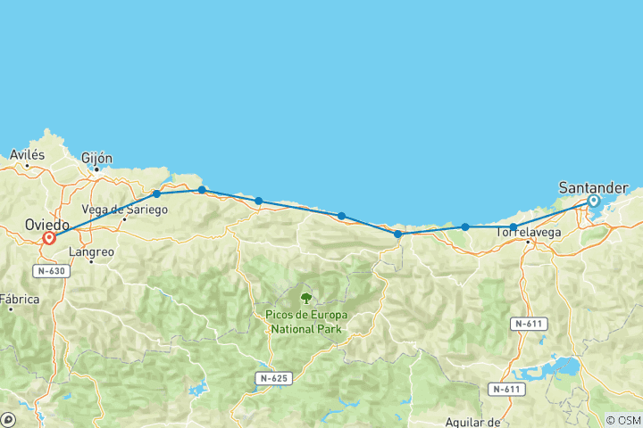 Carte du circuit Espagne - Randonnée sur le Camino del Norte (3e partie) (11 jours)