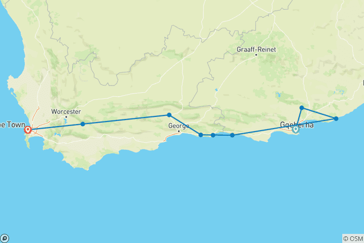 Carte du circuit Afrique du Sud : Tsitsikamma (14 jours)