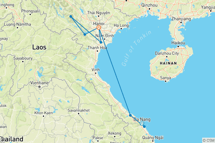 Carte du circuit Vietnam - Explorer le pays du centre au nord (18 jours)