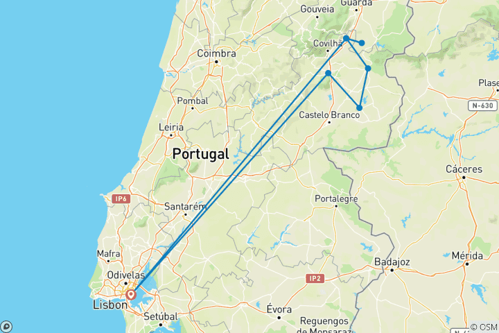 Karte von Portugal - Historische Dörfer mit dem Rad entdecken (7 Tage)