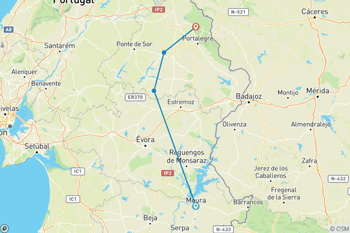 Carte du circuit Portugal - Les secrets de l'Alentejo (8 jours)