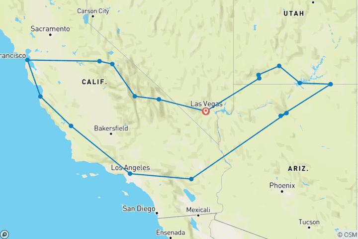 Map of USA: Southwest 16 Days