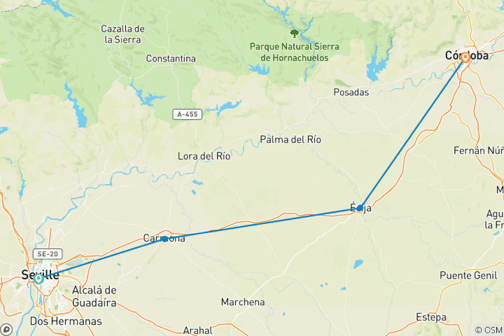 Map of Andalusian: Moorish Towns, Olive Groves and the Spirit of Córdoba 7 Days