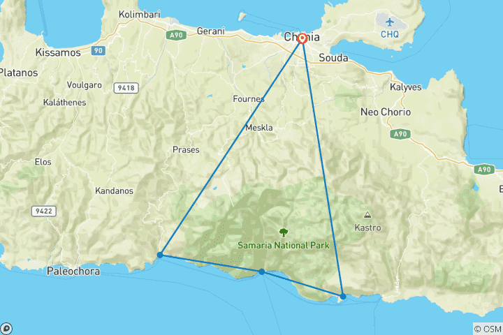 Carte du circuit Crète- Gorges et villages de pêcheurs (7 jours)
