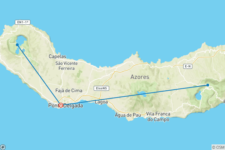 Map of Portugal - Hiking dream in the Azores 8 Days