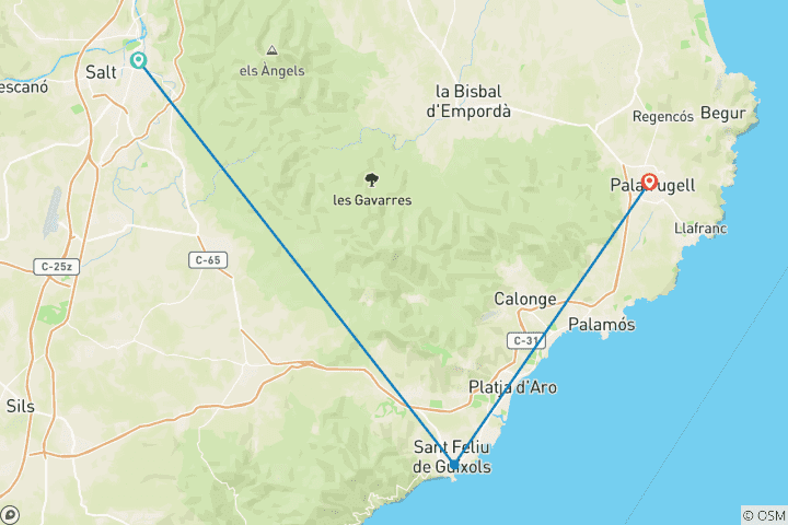 Carte du circuit Catalogne classique - Circuit court Gérone et villages médiévaux (5 jours)