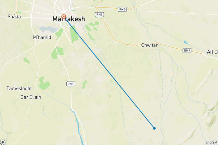 Karte von Standortreise - Die Gärten von Marrakesch (6 Tage)