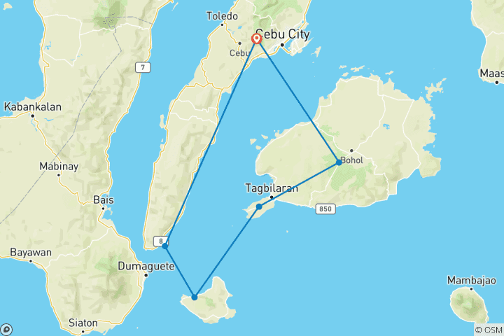 Carte du circuit Visayas du Sud (15 jours)