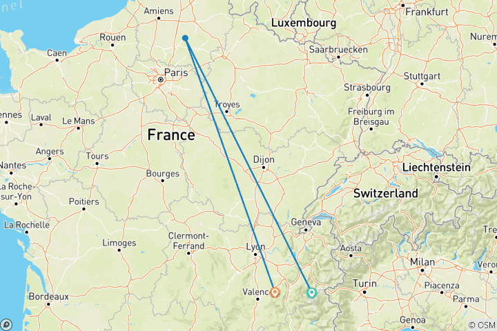 Carte du circuit France - Randonnée en raquettes au pays de la Meije (7 jours)