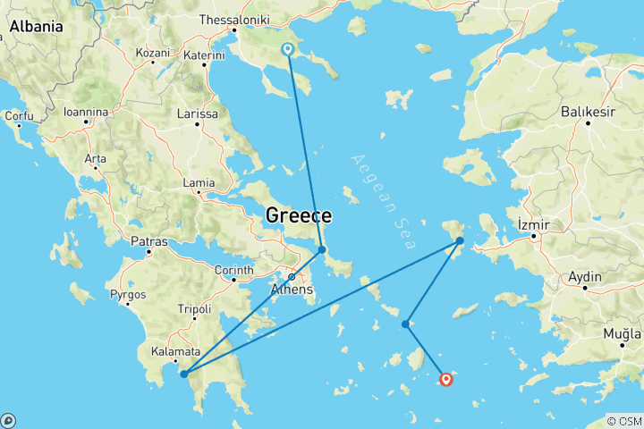 Map of Greece - Hiking tour Kalamata (8 days)