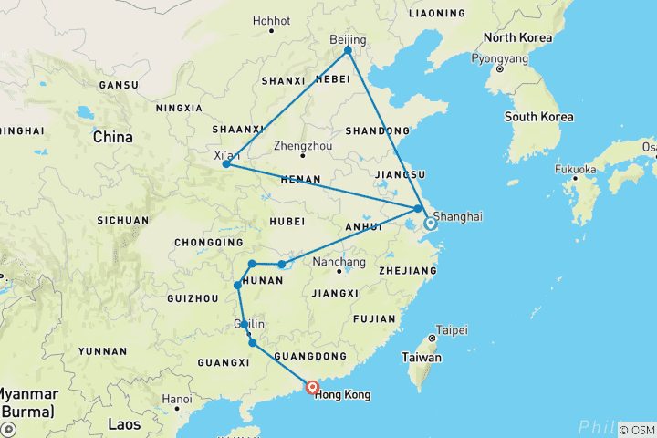 Map of China: Zhangjiajie 21 Days