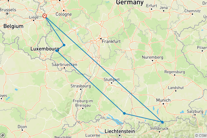 Karte von Eifelerlebnis: Aachen - Trier (7 Tage)