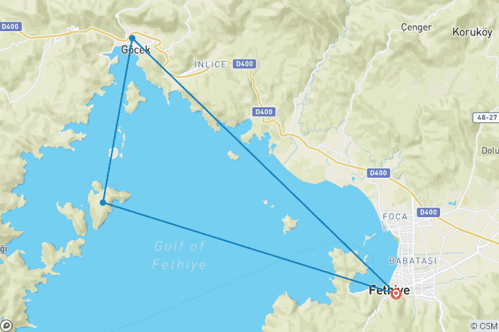 Map of Gulf of Fethiye Cruise - 8 days