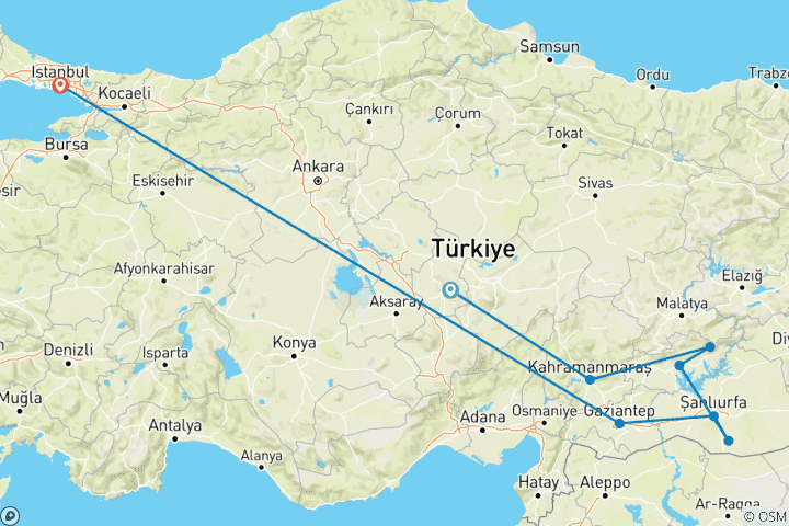 Carte du circuit Exploration de Gobekli Tepe et du Mont Nemrut - 5 jours