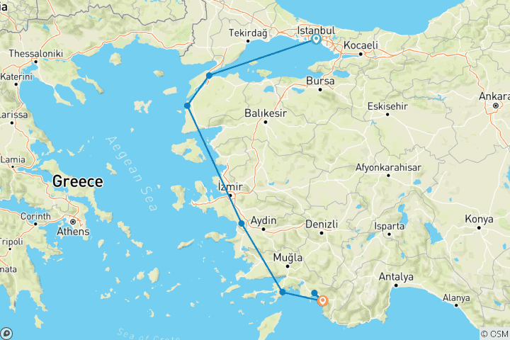 Carte du circuit Aegean Express & Gulet Cruise - 9 jours