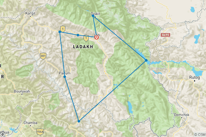 Karte von 14 TAGE FAHRT ZUM UMLING LA 5798m, ULTIMATE ABENTEUER