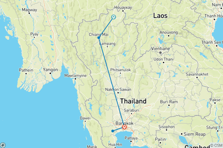 Kaart van Thaise Trio Explorer - 10 Dagen 9 Nachten
