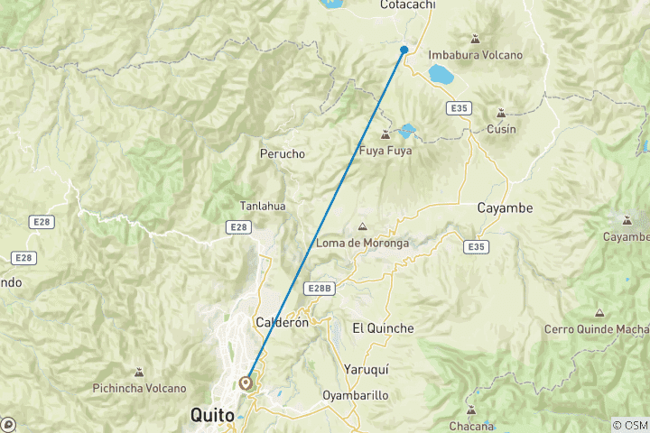Mapa de Senderismo de montaña por los volcanes de Ecuador (7 días)