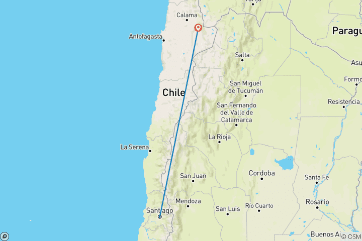 Kaart van 12 Dagen, Chili, De grote kans om meren, woestijn en vulkanen te bezoeken in één land