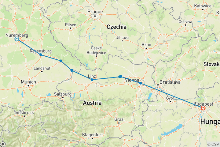 Carte du circuit Grand Noël et Nouvel An (2026) (de Nuremberg à Budapest, 2026)