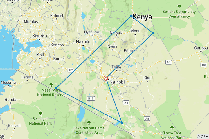 Karte von 10-Tage Ultimativer Genuss - Ultra-Luxus-Safari nach Kenia