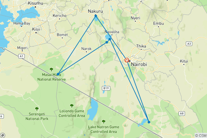 Karte von 10-tägige Kenia-Safari Legenden 10 Tage Wildlife & Kultur