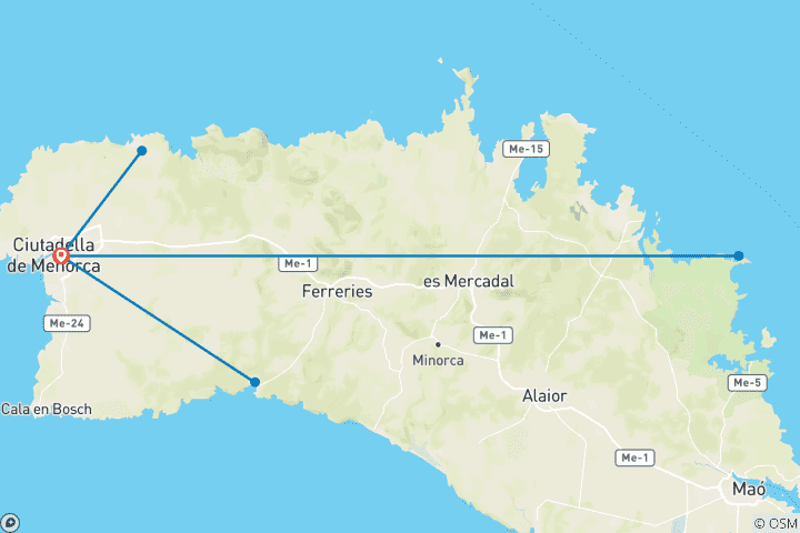 Map of Hike Menorca in comfort