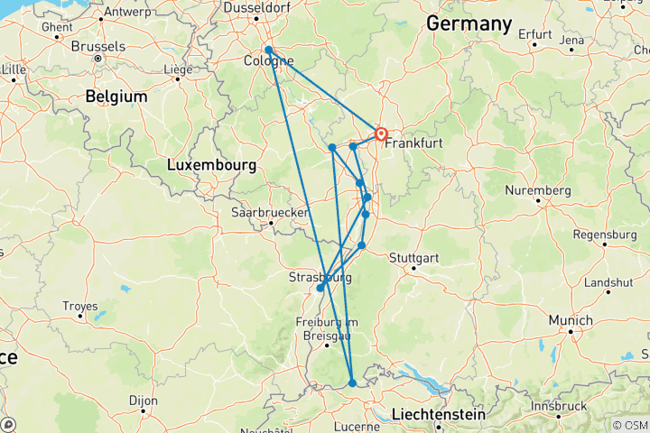 Carte du circuit Légendes du Rhin RIVER DIAMOND Intermédiaire