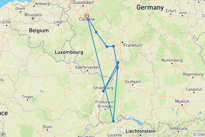 Map of Romantic Rhine & Alsace Region – VISTARIO Standard