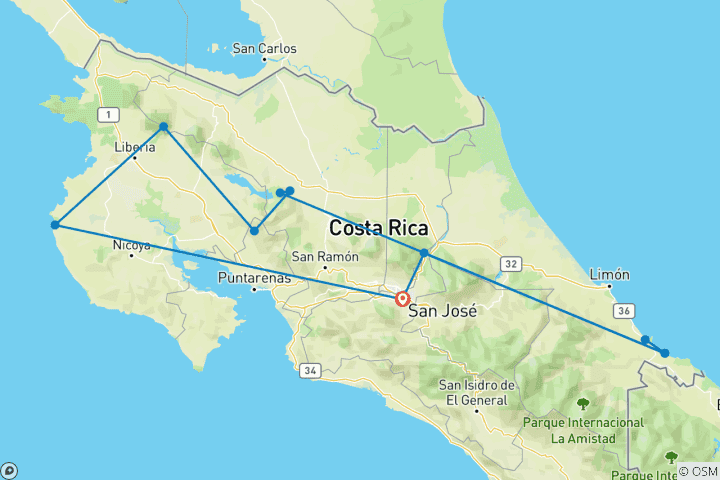 Carte du circuit Conduite autonome au Costa Rica - 14 jours