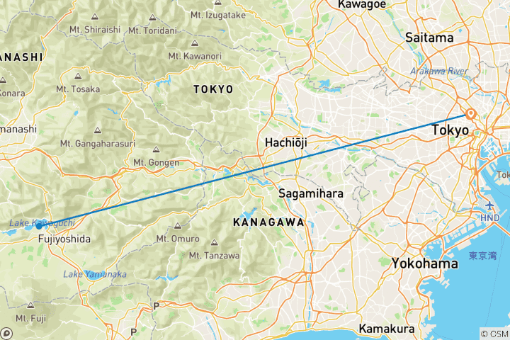 Map of Essential Tokyo & Mount Fuji - 5 days