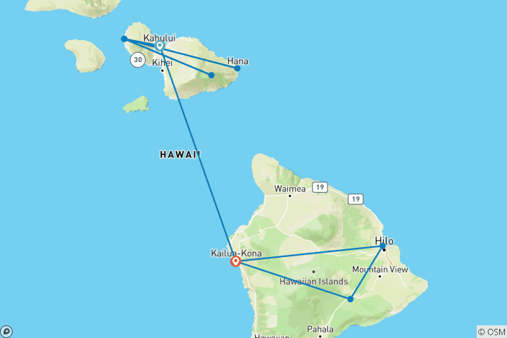 Map of Maui & Hawaii Discovery - 10 days