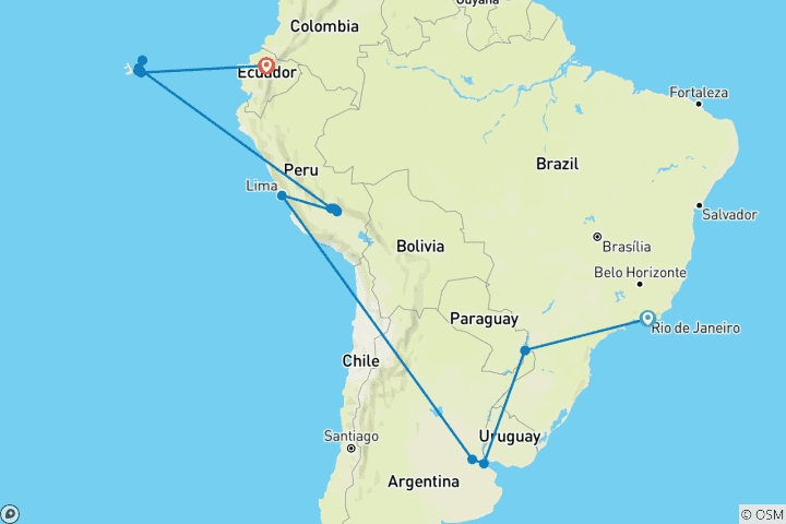 Map of South America Revealed (Galapagos North And Central Cruise)