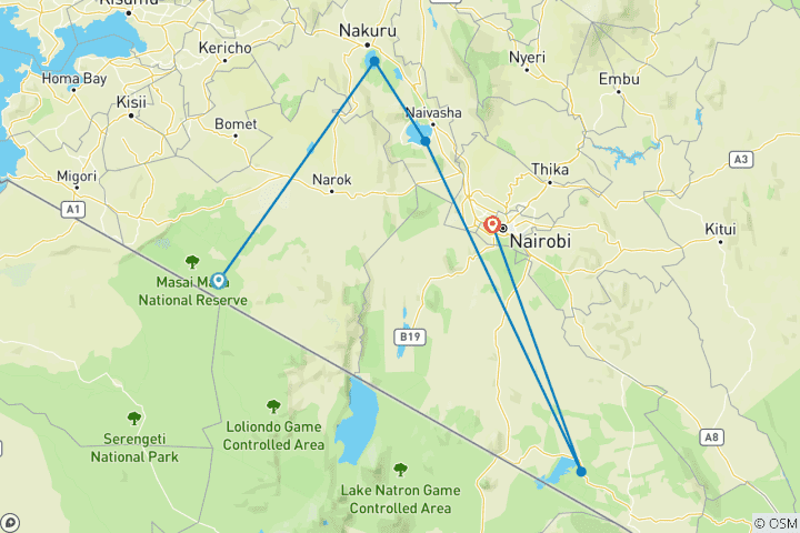 Map of 7-Day Family Safari - Exciting Wonders of Kenya