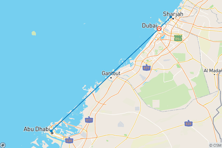 Kaart van VAE: Parels van de Emiraten