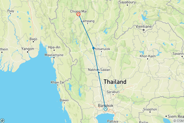 Carte du circuit Explorez le nord de la Thaïlande
