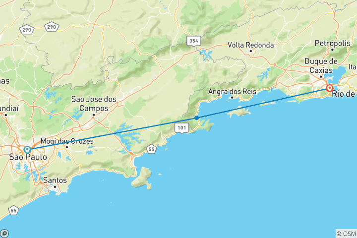 Map of Brazil: Sao Paulo, Paraty, Rio de Janeiro - 7 days