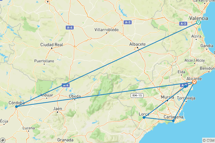 Map of Along the Costa Blanca - "Paella, palm trees and the Sea"