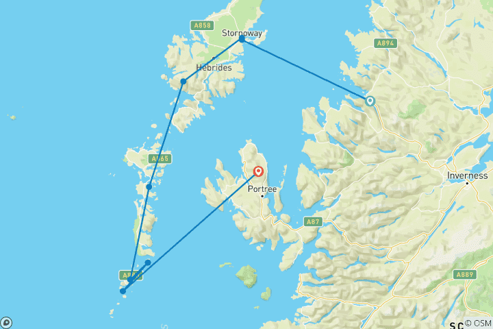 Carte du circuit Écosse : Un grand tour des Hébrides extérieures - 5 jours (S-B)