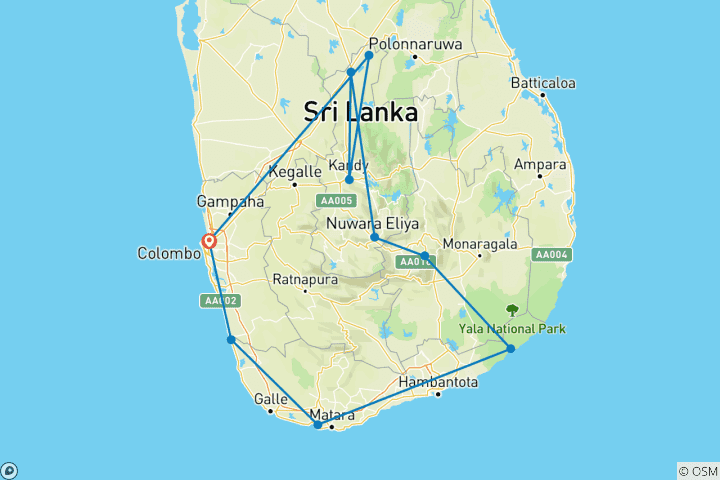 Map of Entdecken Sie Sri Lanka 7 Nächte / 8 Tage