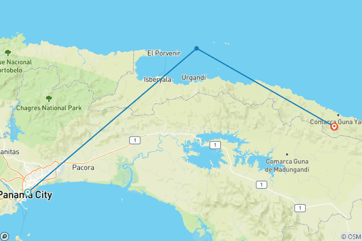 Map of San Blas Authentic Guna Yala Experience 4D/3N
