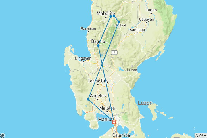 Carte du circuit Les incontournables du nord des Philippines (7 destinations)