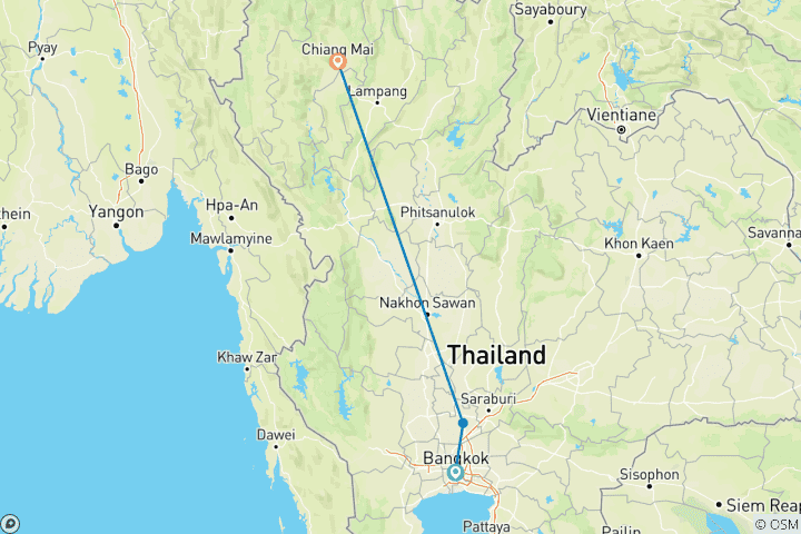 Map of Thailand Real Food Adventure (from Bangkok to Chiang Mai)