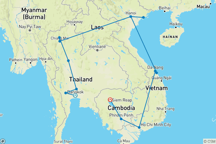 Map of Premium South East Asia in Depth (14 destinations)