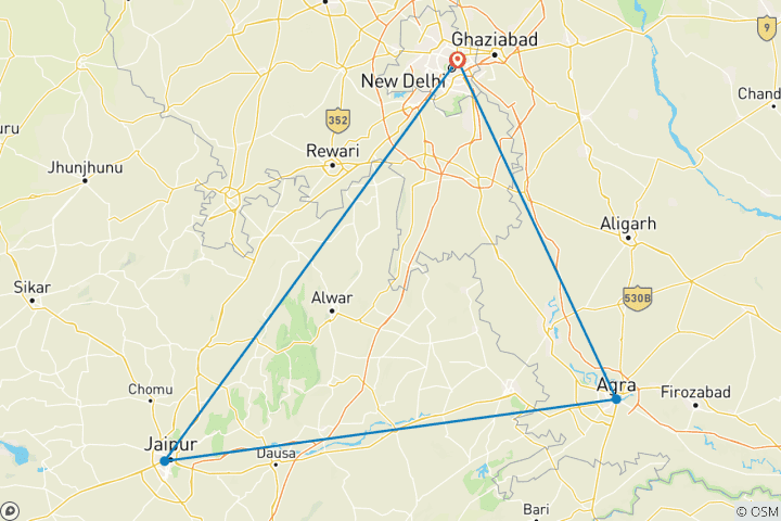 Carte du circuit Triangle d'or de l'Inde Vacances en famille Confort