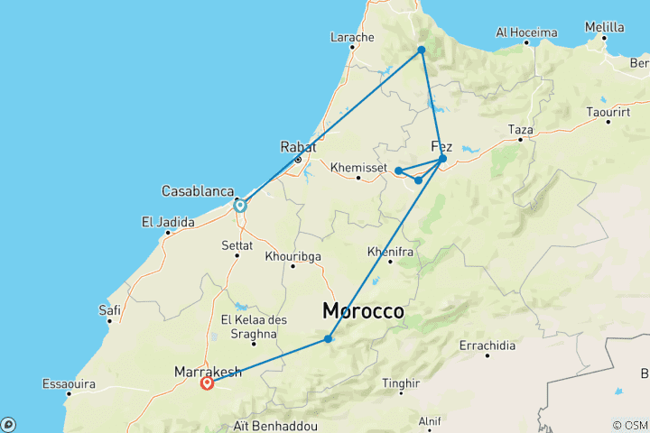 Carte du circuit Geluxe : Maroc Eclipse 2027 : Merveilles de la Terre et du Ciel