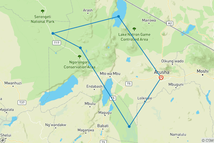 Mapa de Expedición Migratoria de 5 días a través de las Llanuras Salvajes
