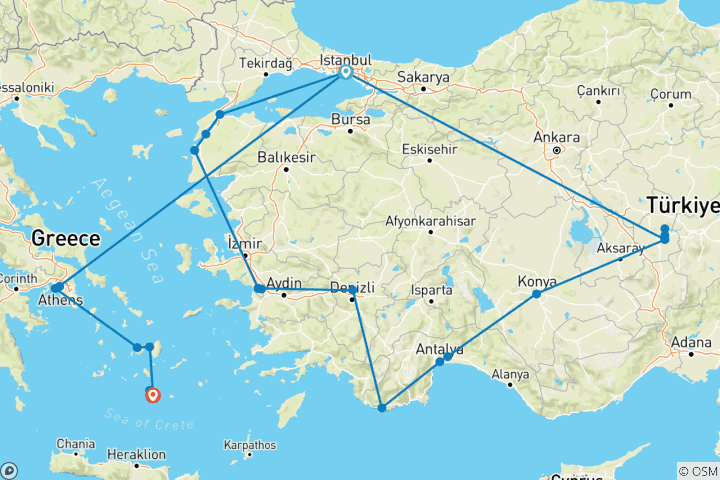 Kaart van Premium Turkije & de Cycladen in de diepte